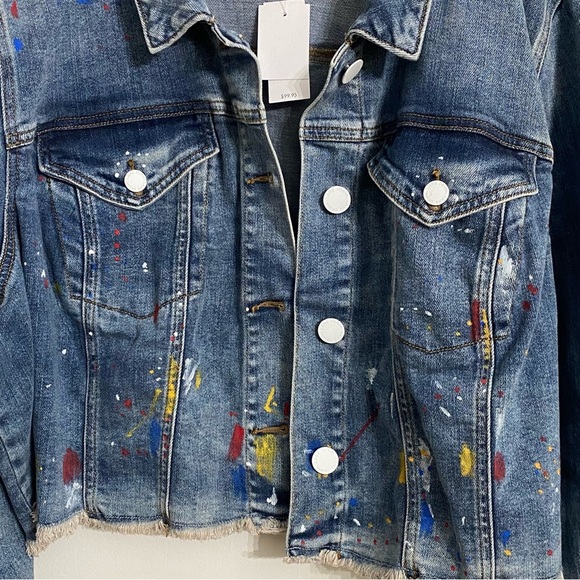 Lane Bryant NWT Distressed Jean Denim Jacket Paint Splatters Plus size 28 - Picture 7 of 8